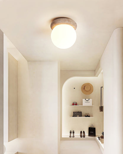 Asteroid Ceiling Lamp ∅ 6.3″ x H 6.3″ / Yellow Travertine & White Ceiling lamp