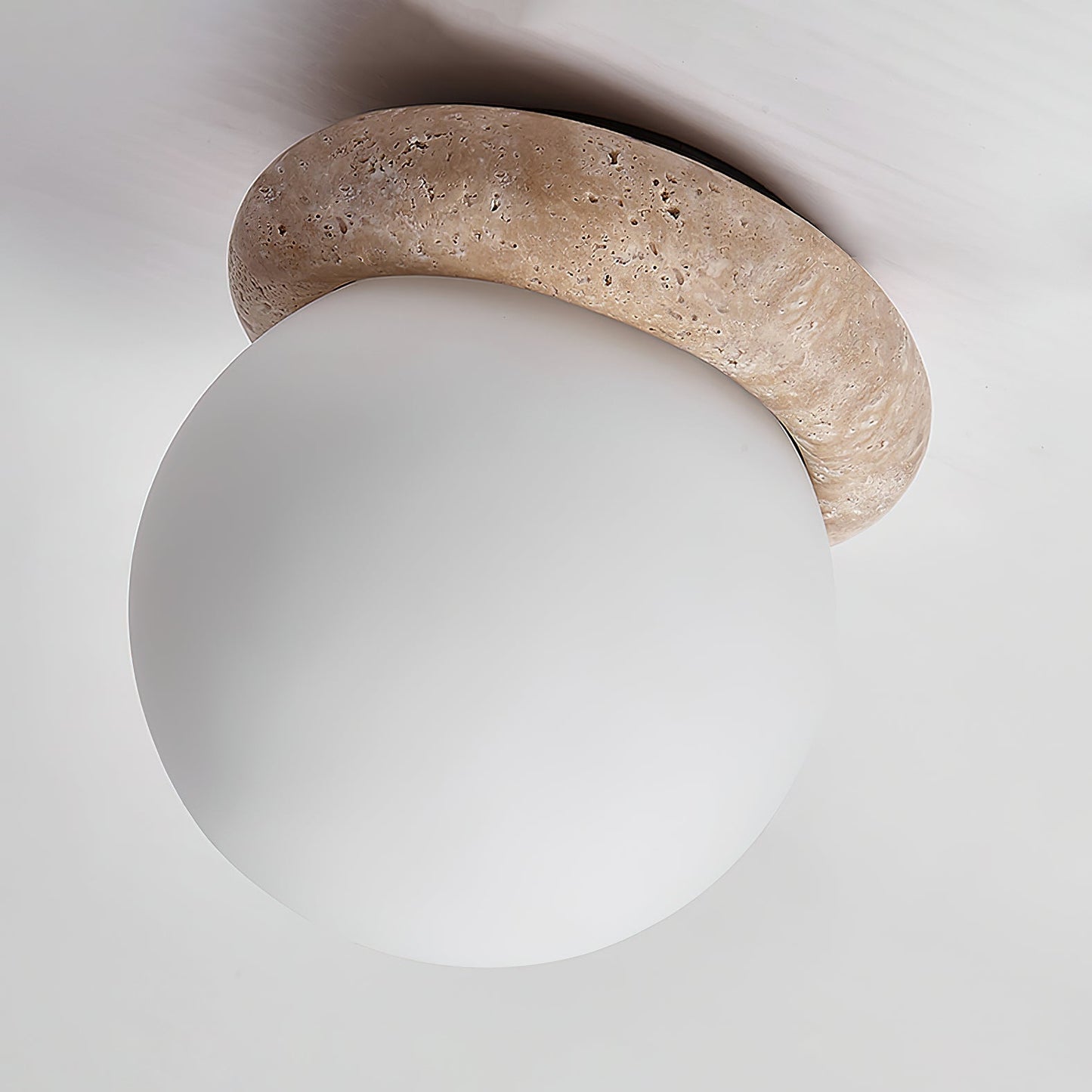 Asteroid Ceiling Lamp ∅ 6.3″ x H 6.3″ / Yellow Travertine & White Ceiling lamp