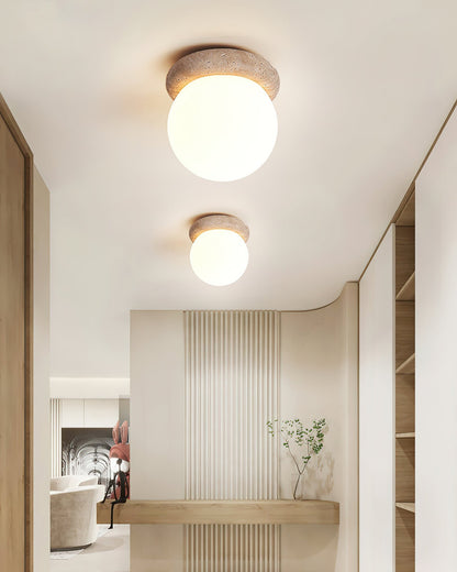 Asteroid Ceiling Lamp ∅ 6.3″ x H 6.3″ / Yellow Travertine & White Ceiling lamp