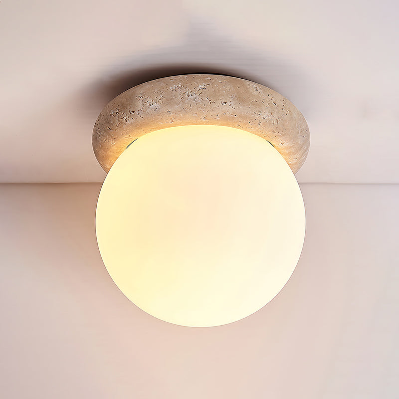 Asteroid Ceiling Lamp ∅ 6.3″ x H 6.3″ / Yellow Travertine & White Ceiling lamp