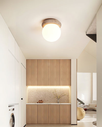 Asteroid Ceiling Lamp ∅ 6.3″ x H 6.3″ / Yellow Travertine & White Ceiling lamp
