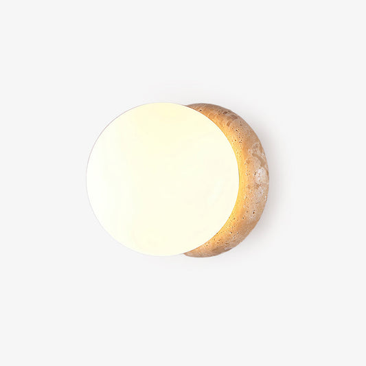 Asteroid Wall Light ∅ 6.3″ x H 6.3″ / Yellow Travertine & White / Warm Light Wall lamp