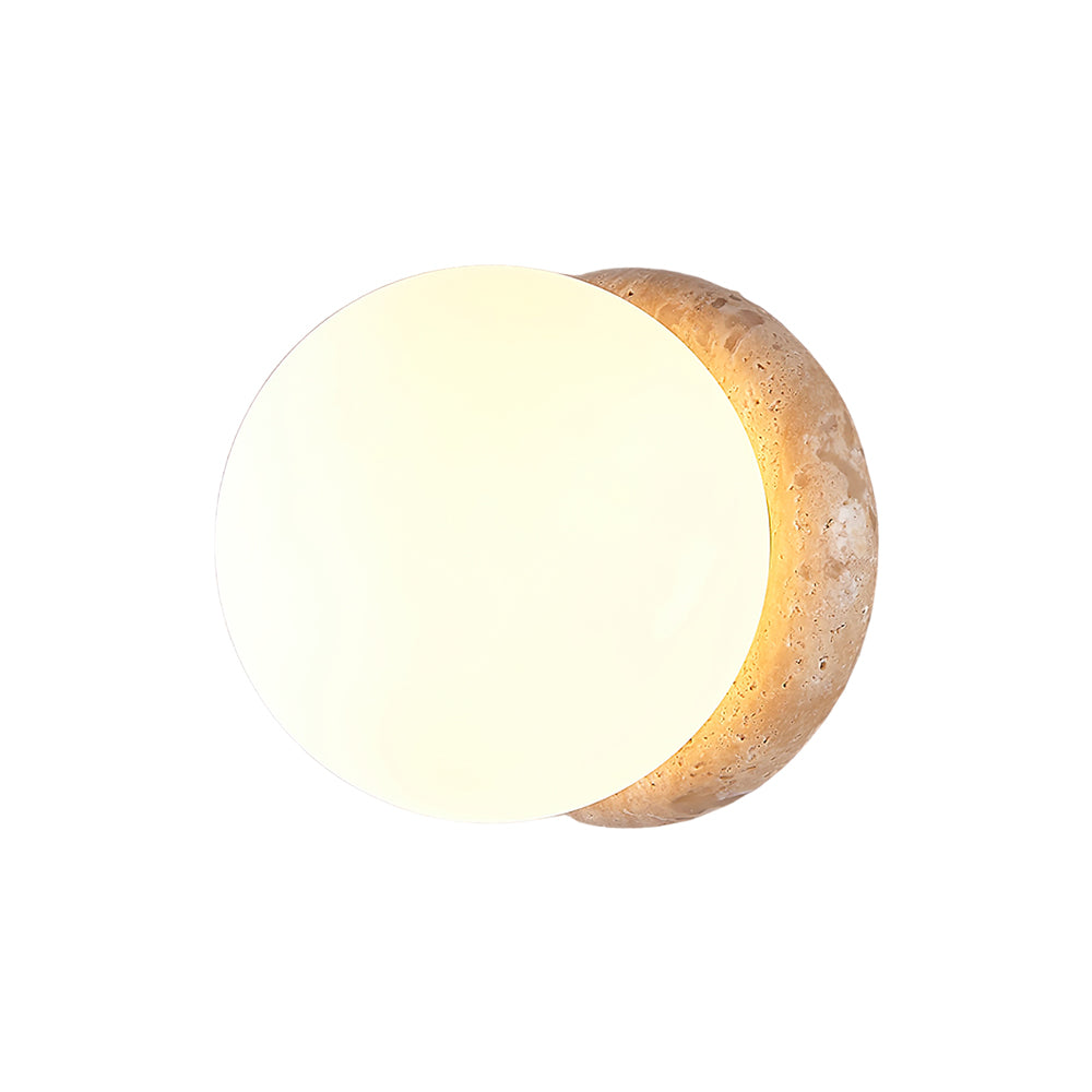 Asteroid Wall Light ∅ 6.3″ x H 6.3″ / Yellow Travertine & White / Warm Light Wall lamp