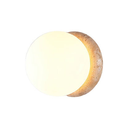 Asteroid Wall Light ∅ 6.3″ x H 6.3″ / Yellow Travertine & White / Warm Light Wall lamp