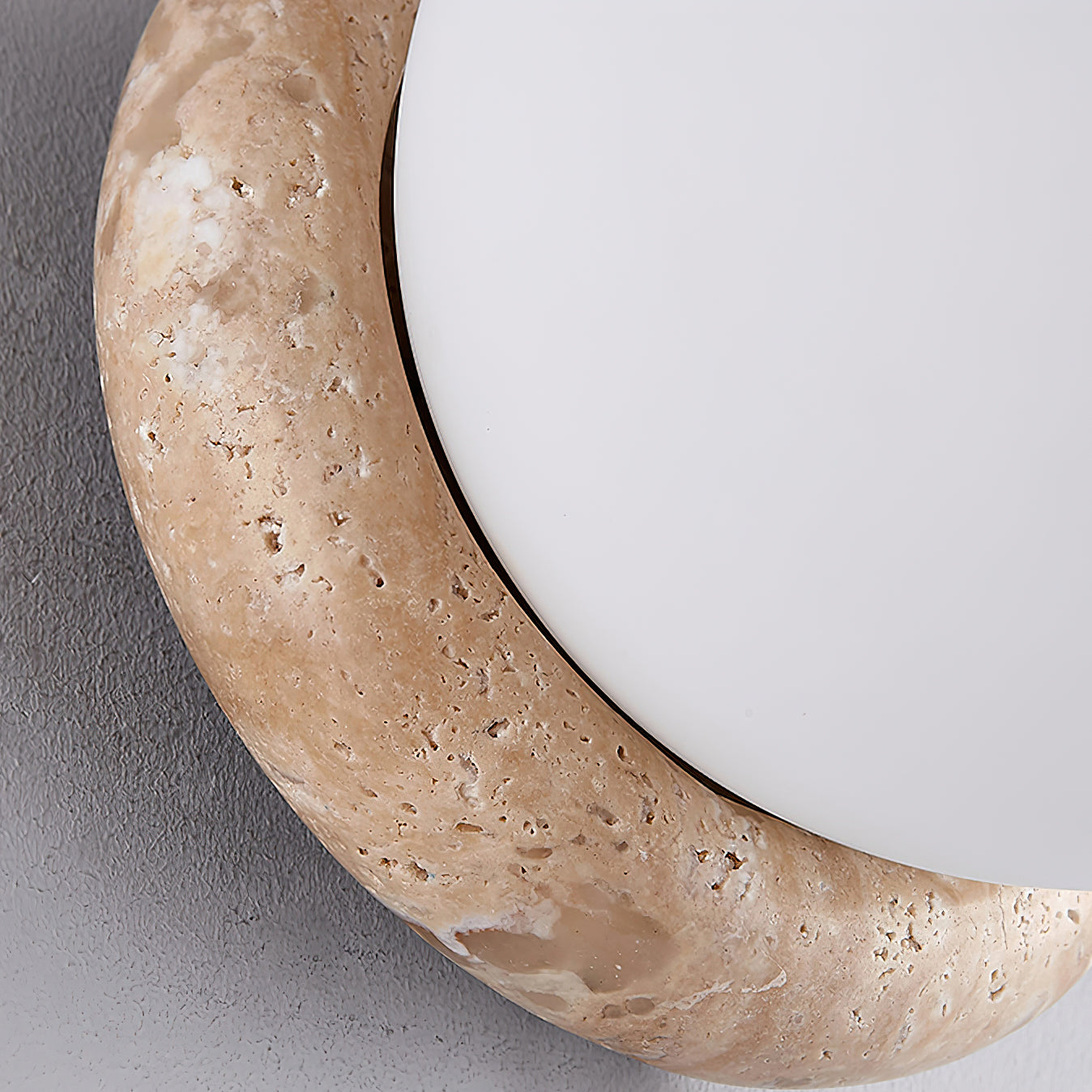 Asteroid Wall Light ∅ 6.3″ x H 6.3″ / Yellow Travertine & White / Warm Light Wall lamp