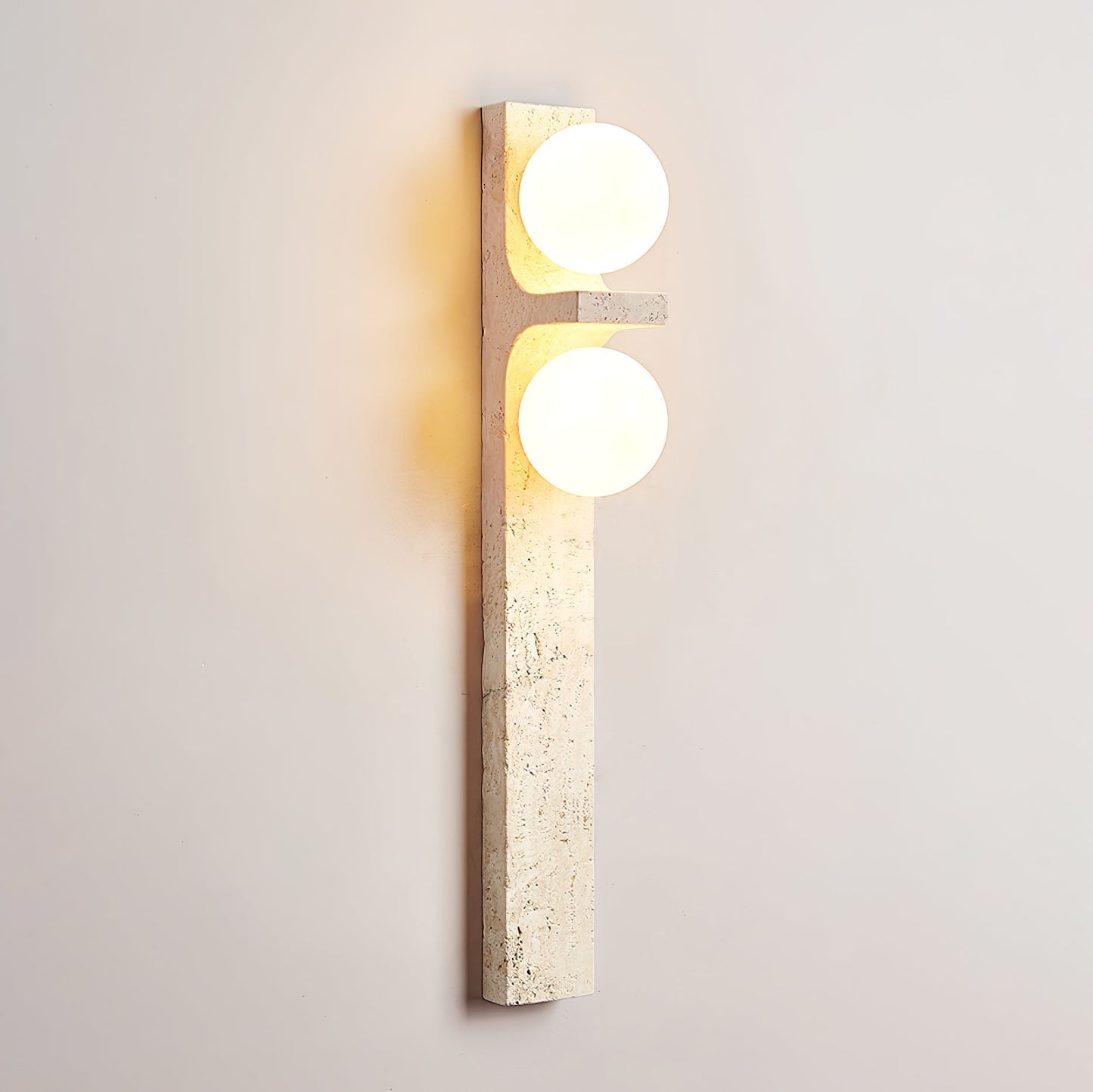 Asymmetrical Travertine Wall Sconce 2-Lights ∅ 2.3″ x H 19.7″ / Yellow Travertine 1001 Wall lamp