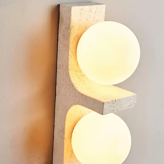 Asymmetrical Travertine Wall Sconce 2-Lights ∅ 2.3″ x H 19.7″ / Yellow Travertine 1001 Wall lamp