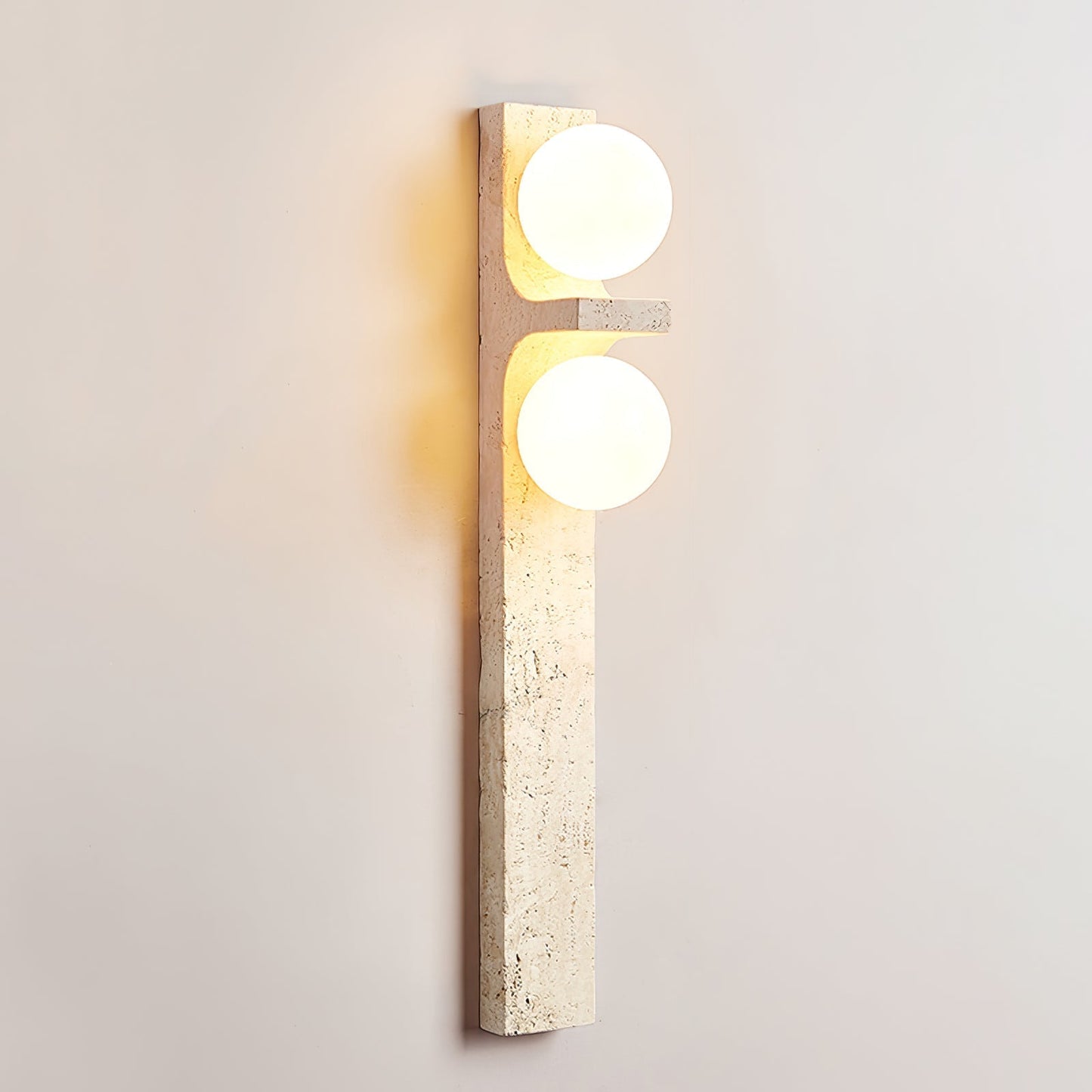 Asymmetrical Travertine Wall Sconce 2-Lights ∅ 2.3″ x H 19.7″ / Yellow Travertine 1001 Wall lamp