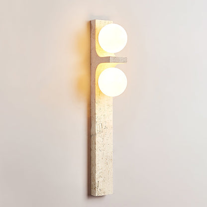 Asymmetrical Travertine Wall Sconce 2-Lights ∅ 2.3″ x H 19.7″ / Yellow Travertine 1001 Wall lamp