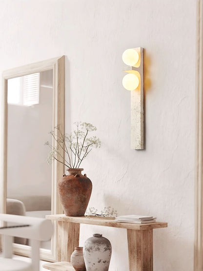 Asymmetrical Travertine Wall Sconce 2-Lights ∅ 2.3″ x H 19.7″ / Yellow Travertine 1001 Wall lamp