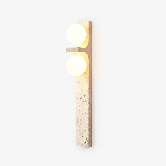 Asymmetrical Travertine Wall Sconce 2-Lights ∅ 2.3″ x H 19.7″ / Yellow Travertine 1001 Wall lamp