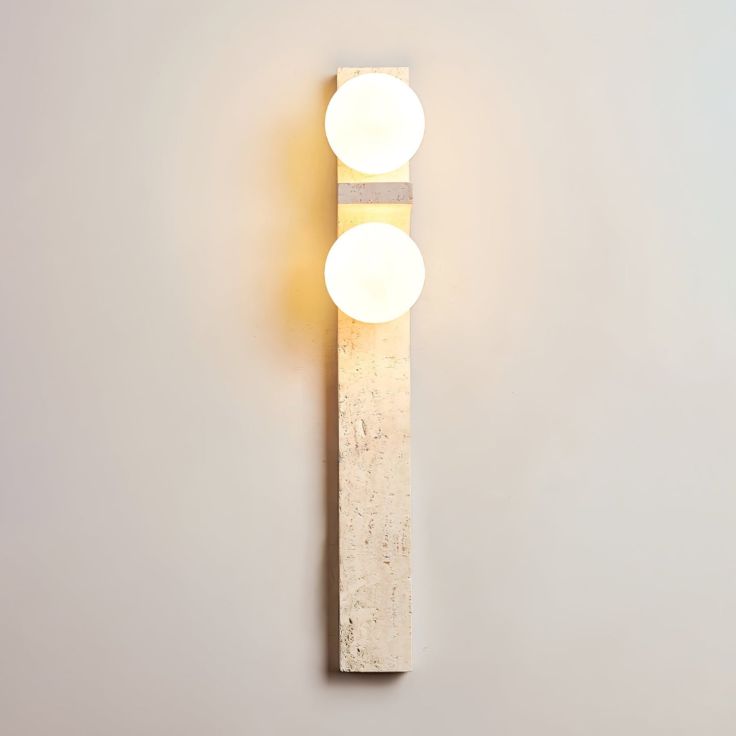 Asymmetrical Travertine Wall Sconce 2-Lights ∅ 2.3″ x H 19.7″ / Yellow Travertine 1001 Wall lamp