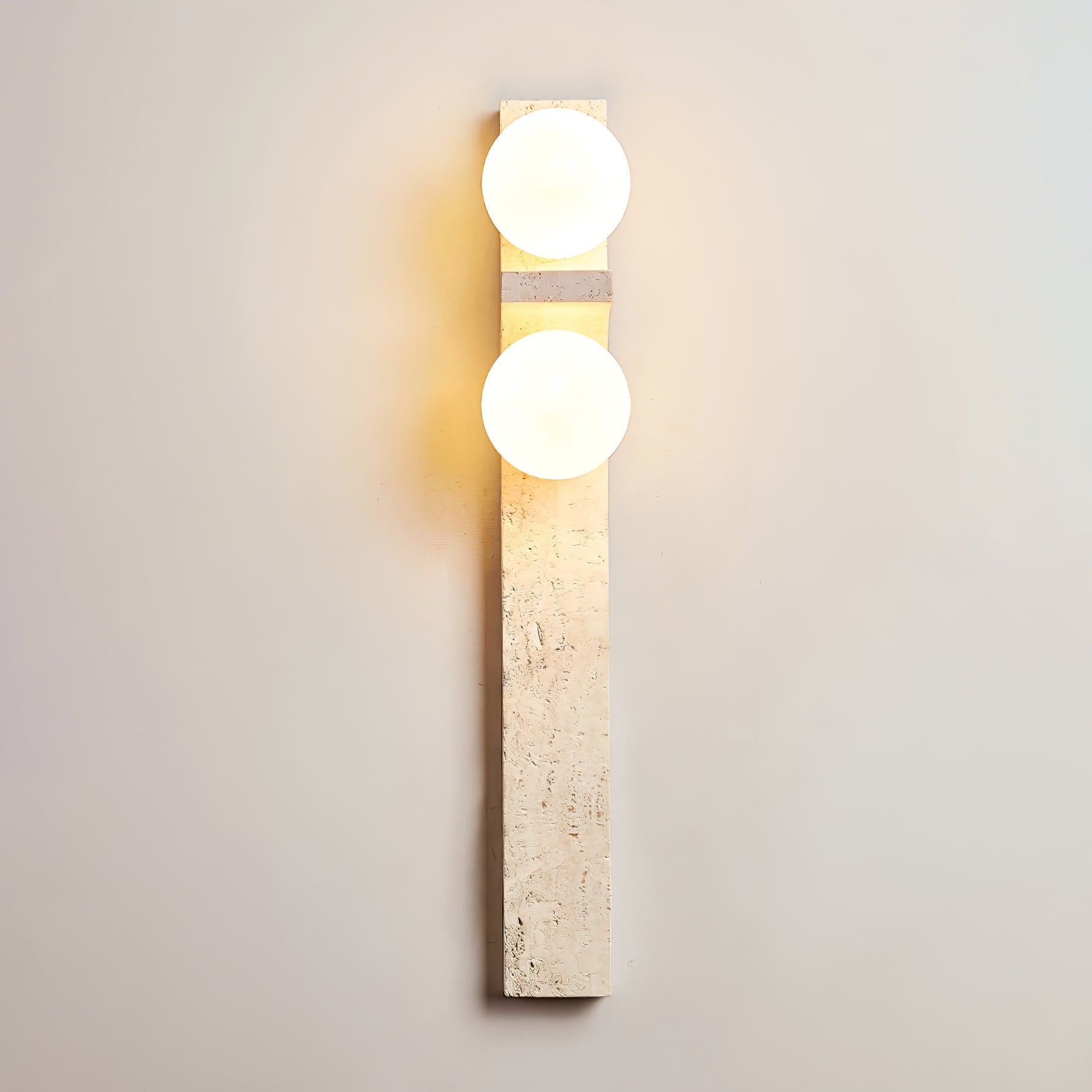 Asymmetrical Travertine Wall Sconce 2-Lights ∅ 2.3″ x H 19.7″ / Yellow Travertine 1001 Wall lamp