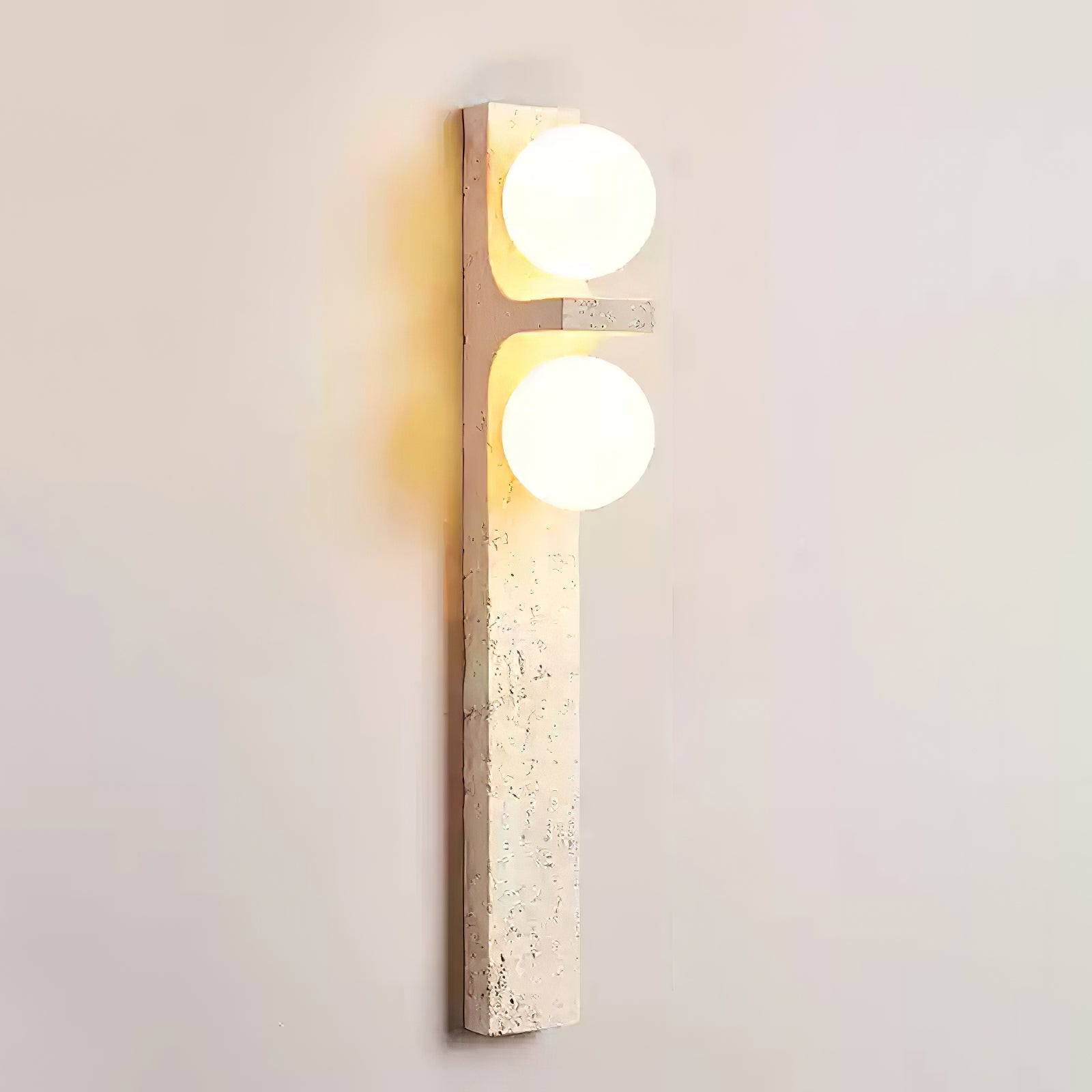 Asymmetrical Travertine Wall Sconce 2-Lights ∅ 2.3″ x H 19.7″ / Yellow Travertine 1001 Wall lamp
