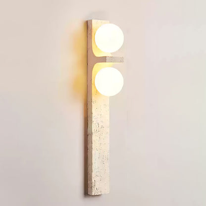 Asymmetrical Travertine Wall Sconce 2-Lights ∅ 2.3″ x H 19.7″ / Yellow Travertine 1001 Wall lamp