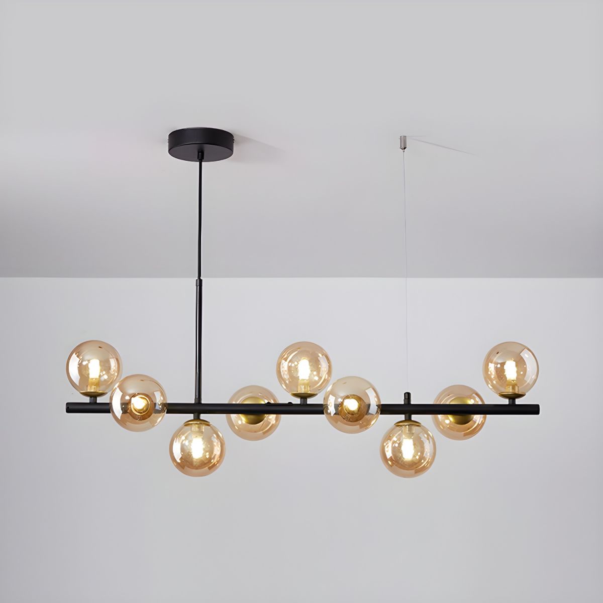 Aurelia Globe Chandelier 9-balls: ∅ 32.7″ x H 9.4″ / Black / Amber 1001 Chandelier