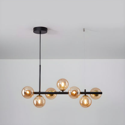 Aurelia Globe Chandelier 7-balls: ∅ 25.6″ x H 9.4″ / Black / Amber 1001 Chandelier