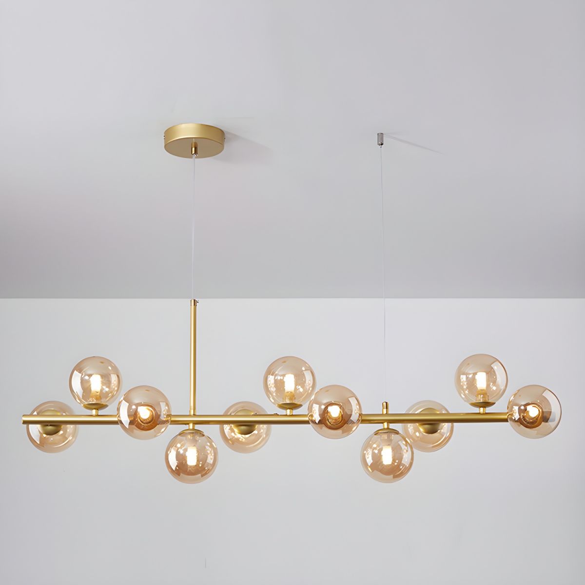 Aurelia Globe Chandelier 11-balls: ∅ 39.4″ x H 9.4″ / Gold / Amber 1001 Chandelier
