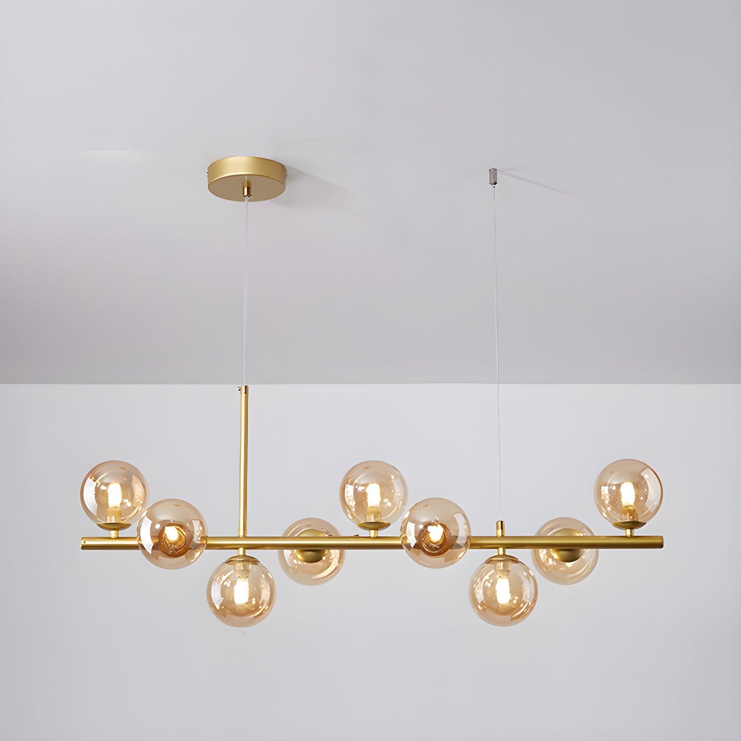 Aurelia Globe Chandelier 9-balls: ∅ 32.7″ x H 9.4″ / Gold / Amber 1001 Chandelier