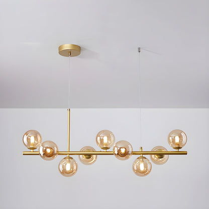 Aurelia Globe Chandelier 9-balls: ∅ 32.7″ x H 9.4″ / Gold / Amber 1001 Chandelier