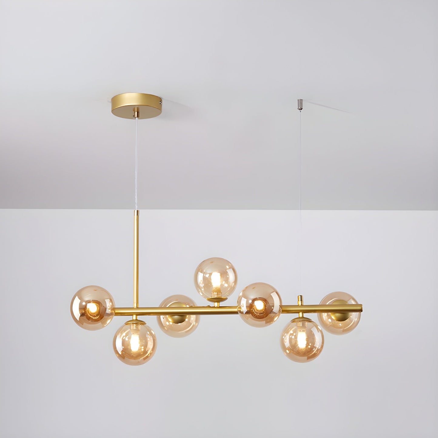 Aurelia Globe Chandelier 7-balls: ∅ 25.6″ x H 9.4″ / Gold / Amber 1001 Chandelier