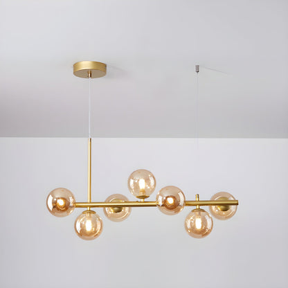 Aurelia Globe Chandelier 7-balls: ∅ 25.6″ x H 9.4″ / Gold / Amber 1001 Chandelier