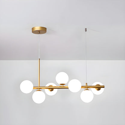 Aurelia Globe Chandelier 7-balls: ∅ 25.6″ x H 9.4″ / Gold / Milk White 1001 Chandelier