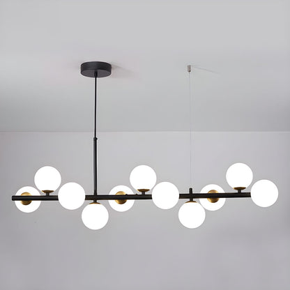 Aurelia Globe Chandelier 11-balls: ∅ 39.4″ x H 9.4″ / Black / Milk White 1001 Chandelier