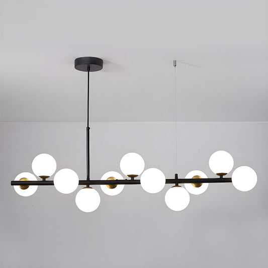 Aurelia Globe Chandelier 11-balls: ∅ 39.4″ x H 9.4″ / Black / Milk White 1001 Chandelier