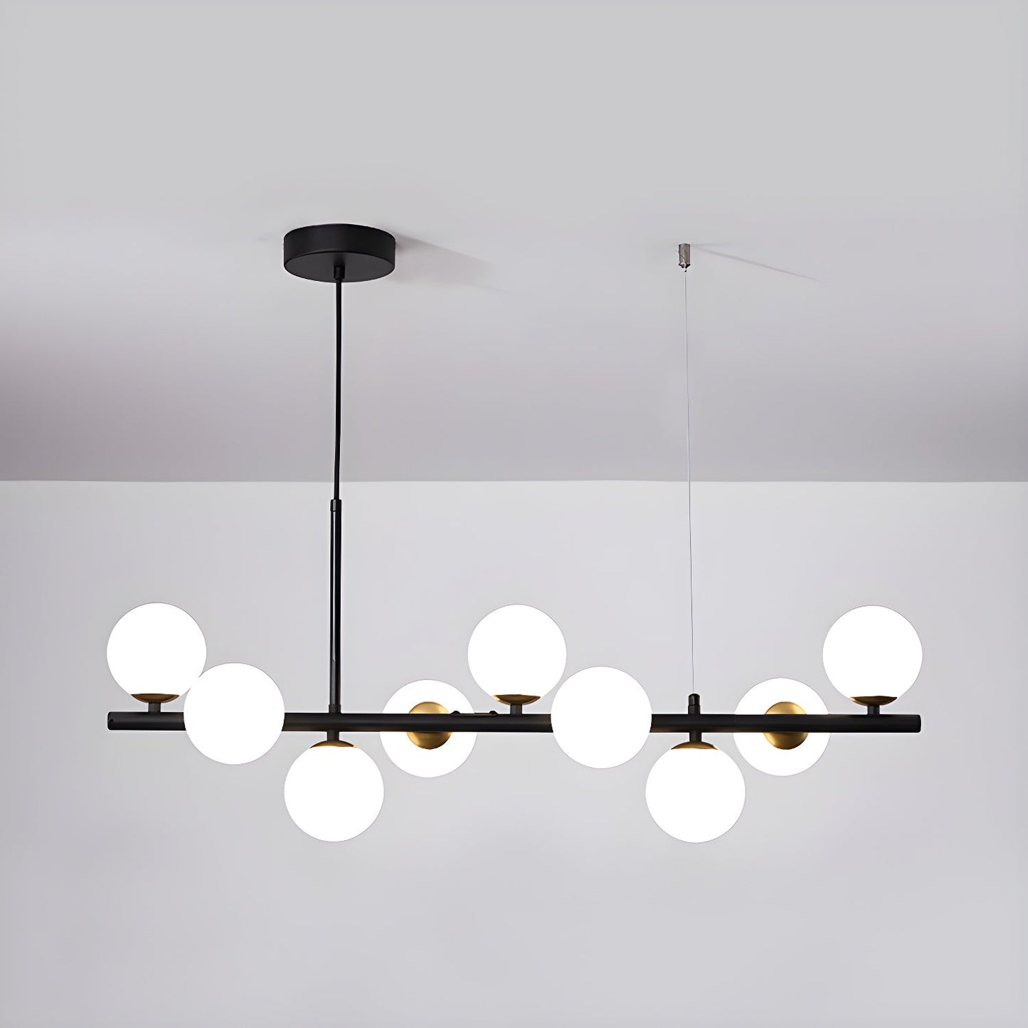 Aurelia Globe Chandelier 9-balls: ∅ 32.7″ x H 9.4″ / Black / Milk White 1001 Chandelier