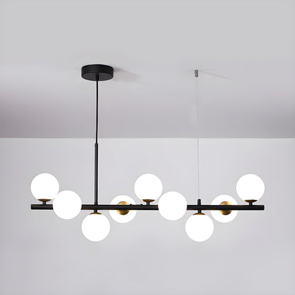 Aurelia Globe Chandelier 9-balls: ∅ 32.7″ x H 9.4″ / Black / Milk White 1001 Chandelier