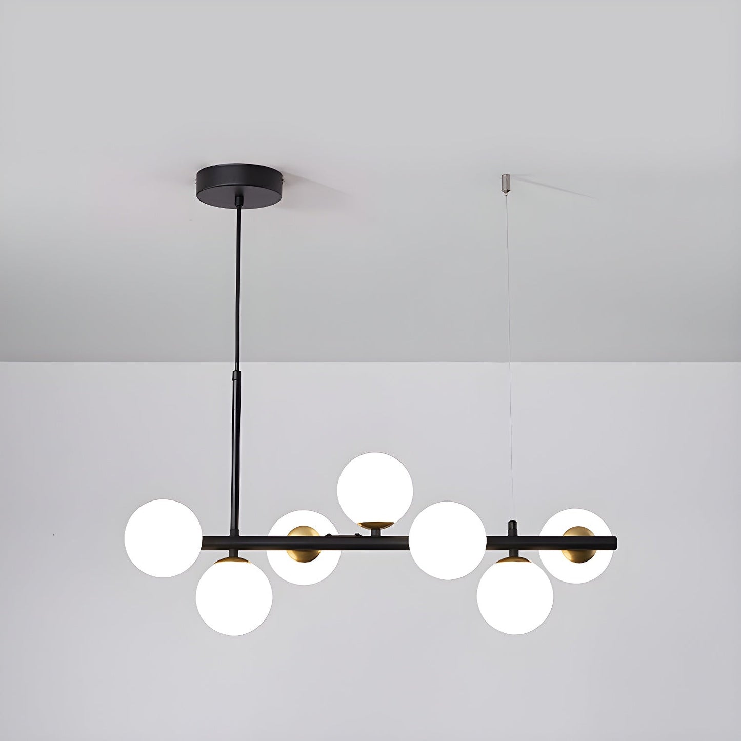 Aurelia Globe Chandelier 7-balls: ∅ 25.6″ x H 9.4″ / Black / Milk White 1001 Chandelier