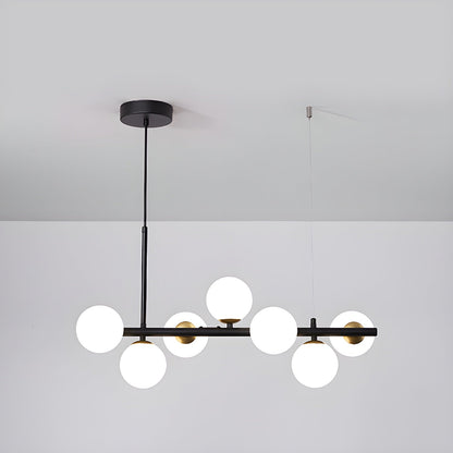 Aurelia Globe Chandelier 7-balls: ∅ 25.6″ x H 9.4″ / Black / Milk White 1001 Chandelier