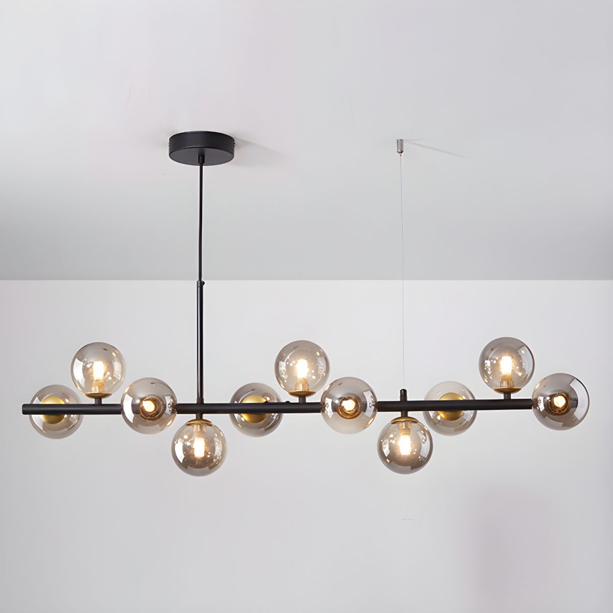 Aurelia Globe Chandelier 11-balls: ∅ 39.4″ x H 9.4″ / Black / Smoke Grey 1001 Chandelier