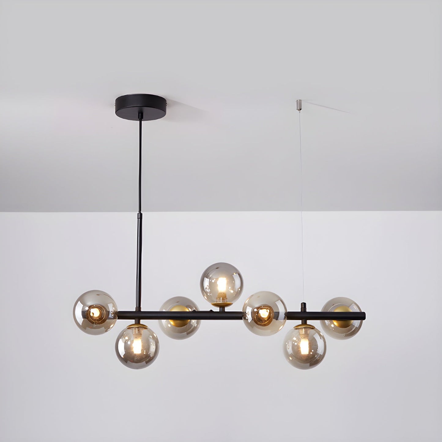 Aurelia Globe Chandelier 7-balls: ∅ 25.6″ x H 9.4″ / Black / Smoke Grey 1001 Chandelier