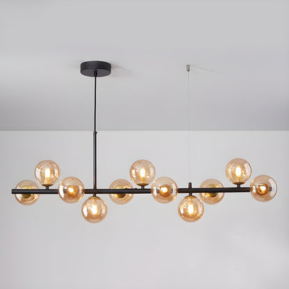Aurelia Globe Chandelier 11-balls: ∅ 39.4″ x H 9.4″ / Black / Amber 1001 Chandelier