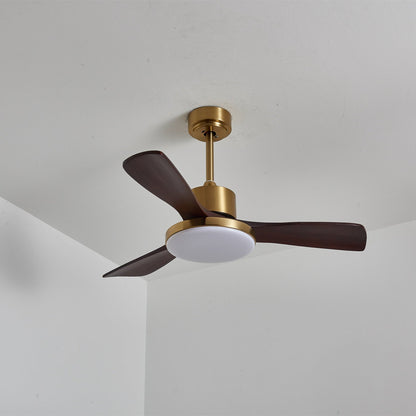 Aurevo Ceiling Fan Light ∅ 36″ x H 15.7″ / Walnut Wood Color & Gold / Three-Color Changing Light 1001 Ceiling fan light