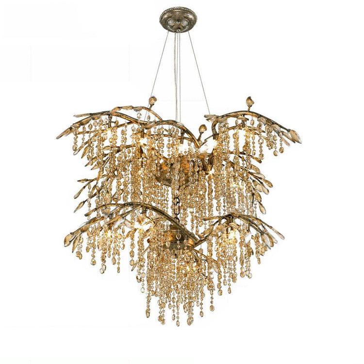 Autumn Twilight Chandelier ∅ 39.4″ x H 27.6″ / Dia 100cm x H 70cm / Antique gold & Amber Chandelier