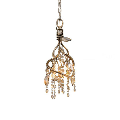 Autumn Twilight Chandelier ∅ 8.7″ x H 16.9″ / Dia 22cm x H 43cm / Antique gold & Amber Chandelier