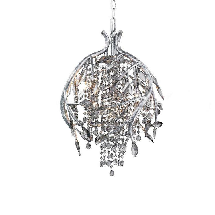 Autumn Twilight Chandelier ∅ 16.5″ x H 17.7″ / Dia 42cm x H 45cm / Antique silver & Clear Chandelier