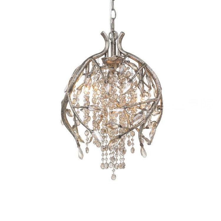 Autumn Twilight Chandelier ∅ 16.5″ x H 17.7″ / Dia 42cm x H 45cm / Antique gold & Amber Chandelier