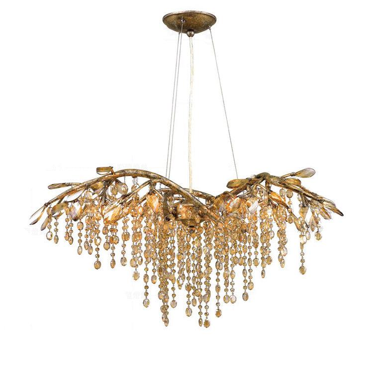 Autumn Twilight Chandelier ∅ 26.8″ x H 14.2″ / Dia 68cm x H 36cm / Antique gold & Amber Chandelier