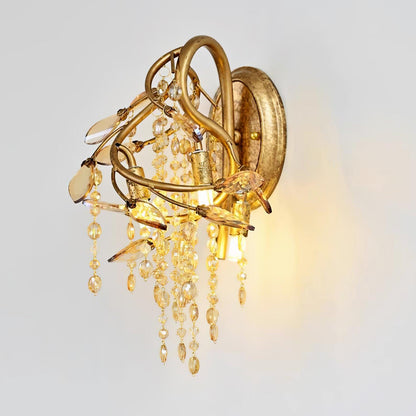 Autumn Twilight Wall Lamp ∅ 7.5″ x H 14.2″ / Dia 19cm x H 36cm / Antique Gold & Amber Wall lamp