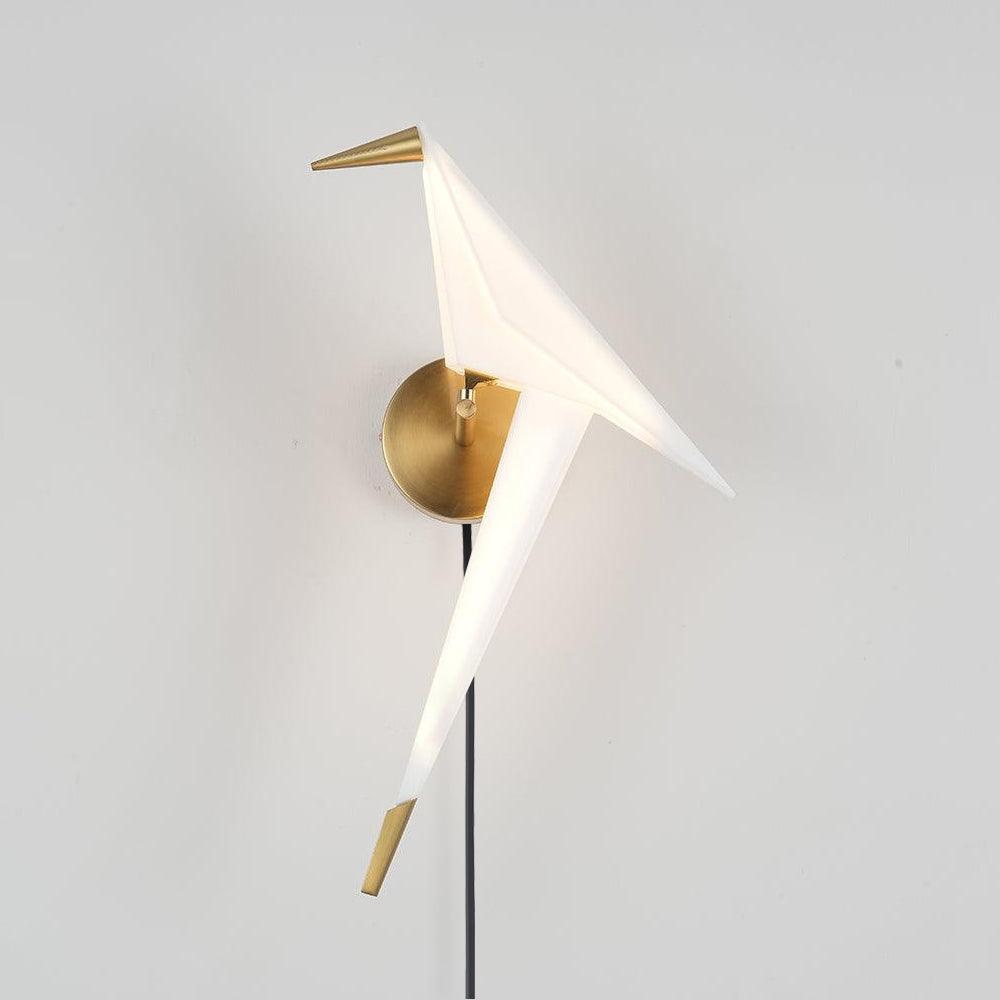 Avian Serenity Plug-In Wall Lamp ∅ 7.9″ X H 19.7″ / Dia 20cm X H 50cm / Gold & White / US Plug Wall lamp
