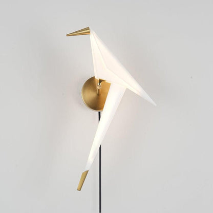 Avian Serenity Plug-In Wall Lamp ∅ 7.9″ X H 19.7″ / Dia 20cm X H 50cm / Gold & White / US Plug Wall lamp