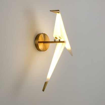 Avian Serenity Wall Lamp ∅ 7.9″ x H 19.7″ / Dia 20cm x H 50cm / Warm Light / Gold & White Wall lamp