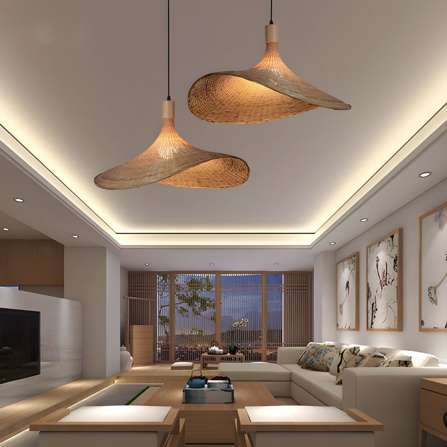 Rattan Weave Hat Pendant Light pendant Lamp