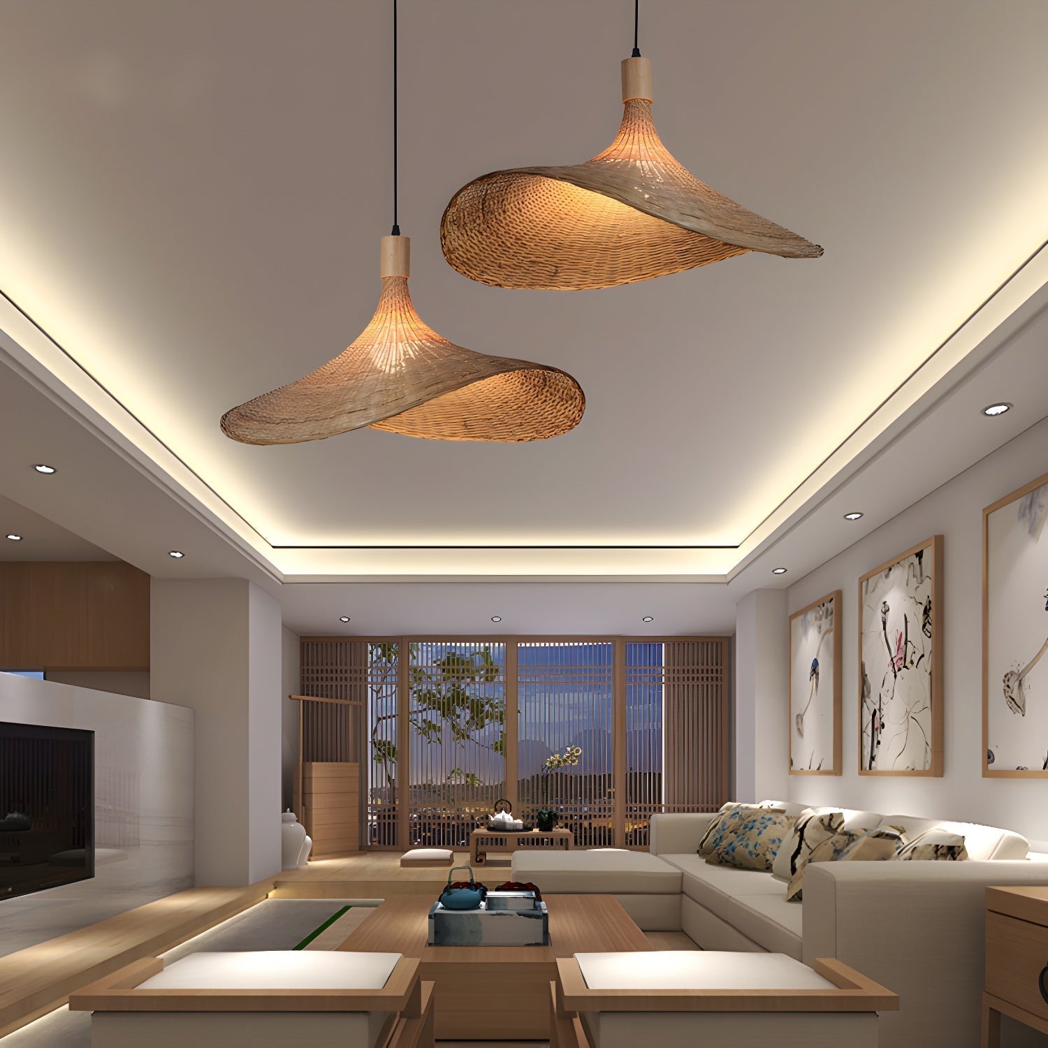 Rattan Weave Hat Pendant Light pendant Lamp