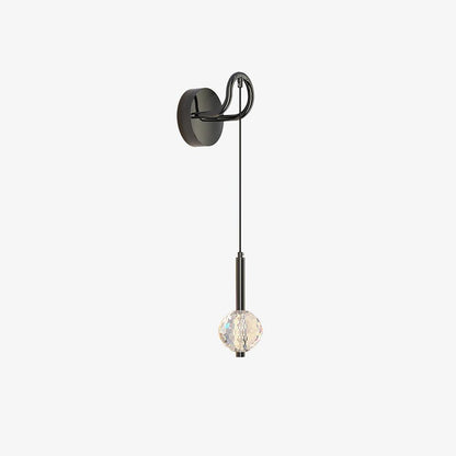 Barletta Crystal Wall Lamp ∅ 4.7″ x H 27.6″ / Dia 12cm x H 70cm / Black & Clear / Warm Light Wall lamp