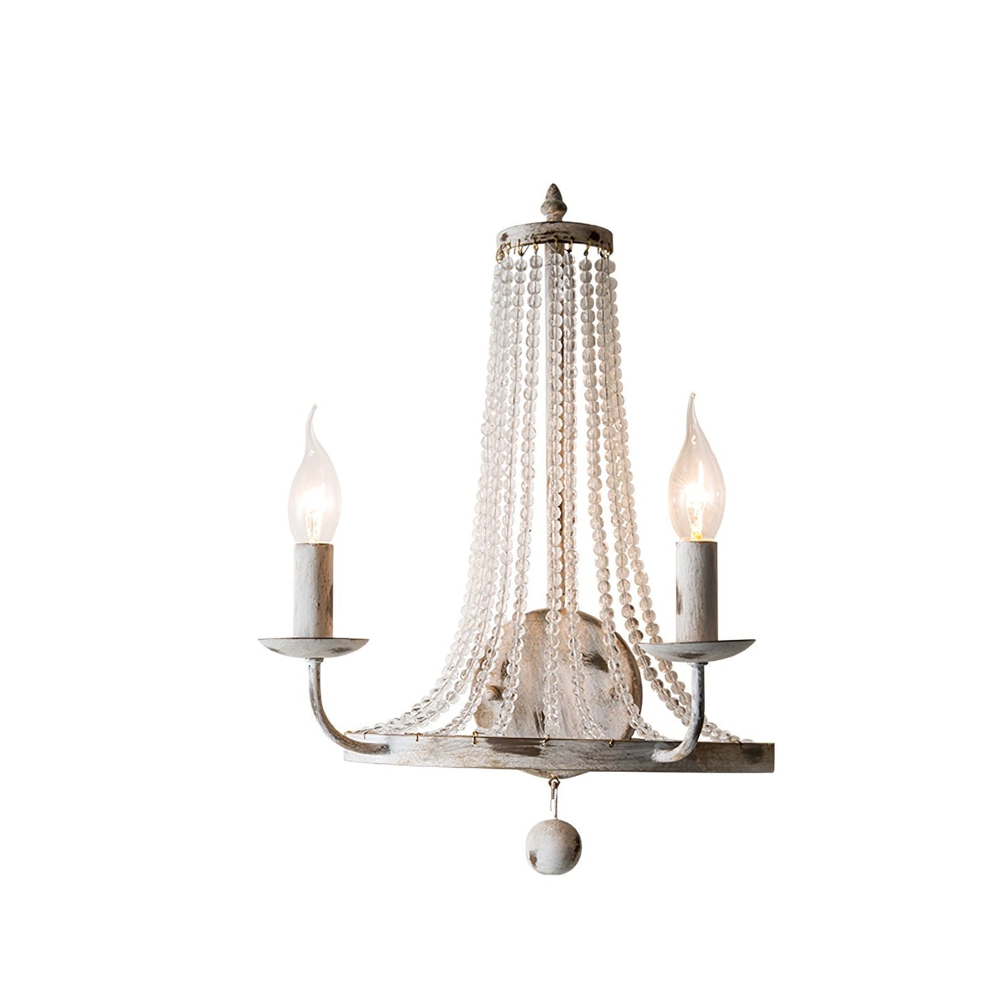 Basket Crystal Wall Lamp 2 Heads ∅ 12.6″ x H 18.9″ / Distressed White / 1 Piece Wall lamp